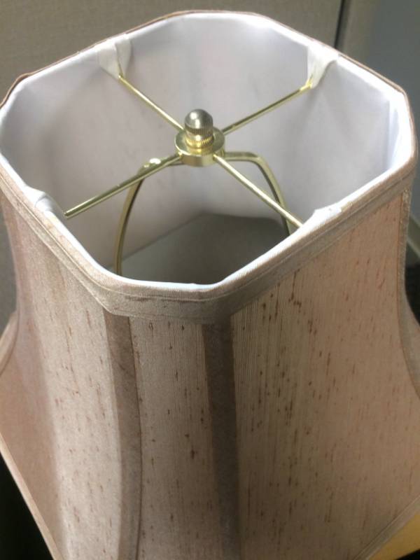 lot 4 image: Office Table Top Lamp with Metal Base and Cloth Shade #1