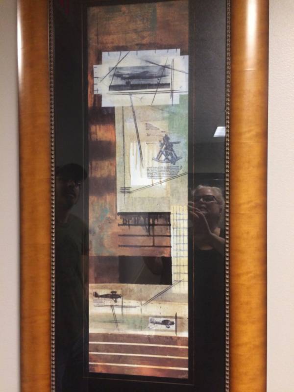 lot 7 image: Collage Style Airplane Themed Painting Print - Excellent Condition
