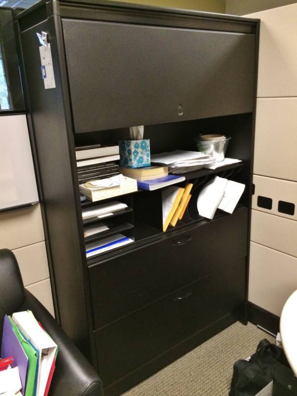 Herman Miller Black 3 Drawer With Drop Down Overhead Locking