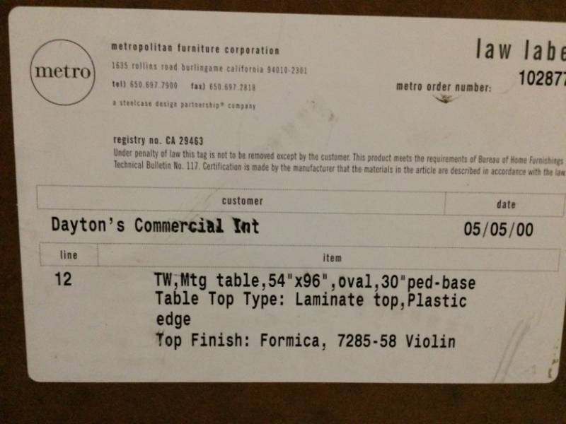lot 21 image: Metropolitan Furniture Corp - Meeting Conference Oval&nbspTable 54x96 With Dual Pedestal Base - Laminate Top With Formica Finish - Durable and Beautiful - Excellent Condition Chairs For Sale in Lots 22,23,24,25,26 & 27.