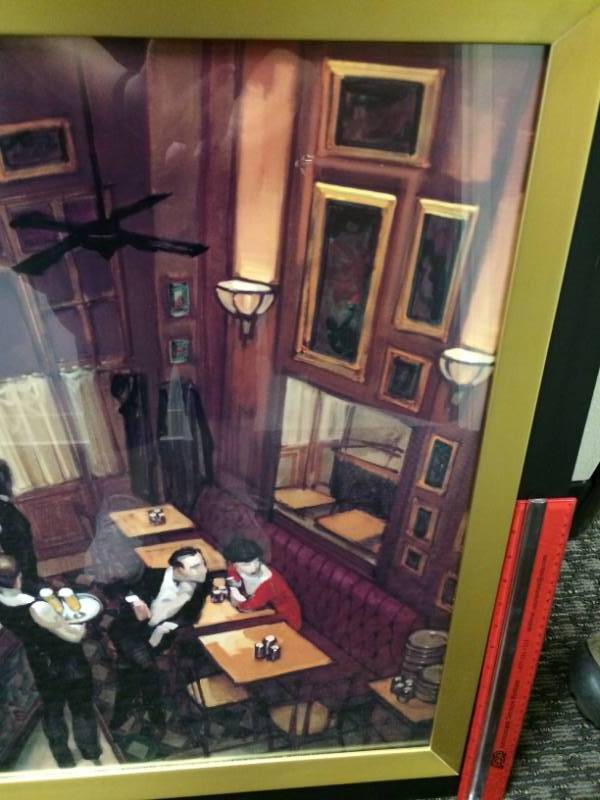 lot 43 image: Large 36x24 Wood and Metal Framed Print of A French Cafe excellent condition