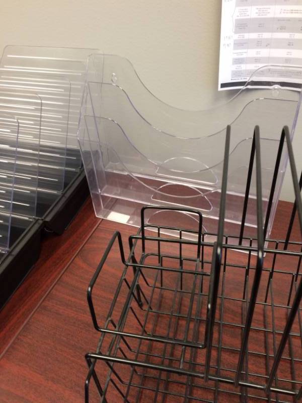 lot 57 image: Giant Lot office organizers, trays, wire folder, document holders, mesh cup for pens pencils, trays for office supplies