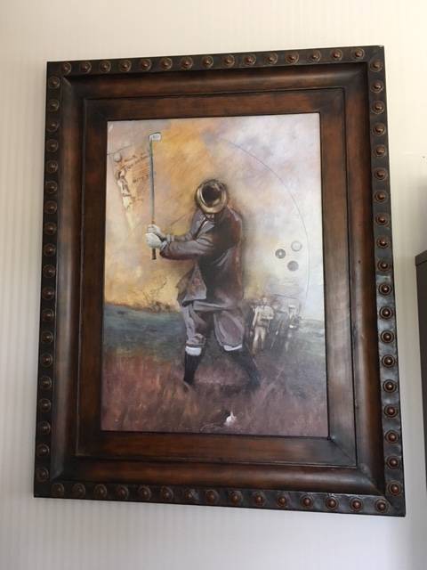 lot 19 image: Very Large Stately Impressionist Style Print of Painting of a Golfer - Approx 48x36 Excellent Condition