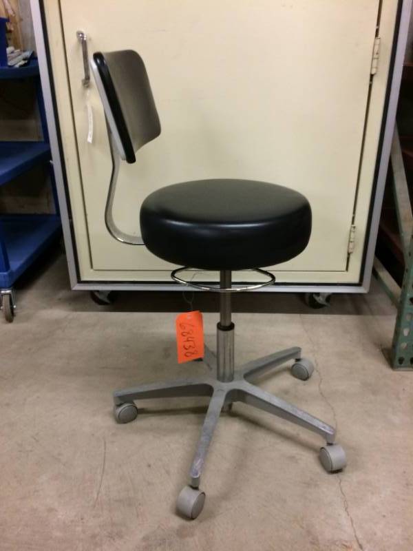Brewer Black Mobile 5 Leg Roller Medical Clinic Pneumatic Stool with Back