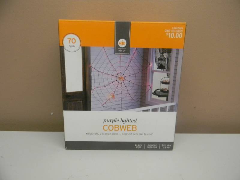 NEW IN BOX PURPLE LIGHTED COBWEB - WORKS - SEE PICTURES