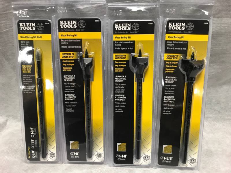 lot 13 image: 4 pc Klein Wood Boring Drill Bit Set
