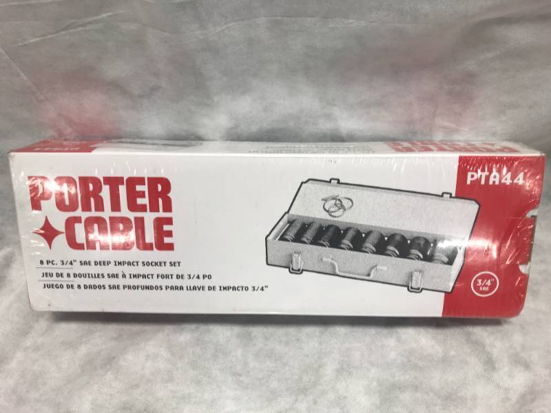 lot 40 image: Porter Cable 8pc 34 dr  SAE Deep Impact Socket Set
