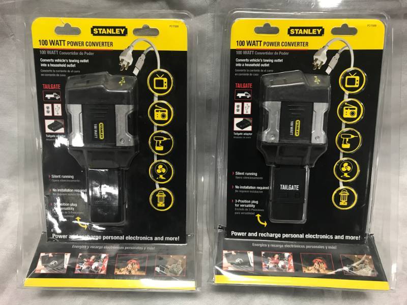 lot 41 image: Lot of 2 Stanley 100 Watt Power Convertor For Tailgaiting