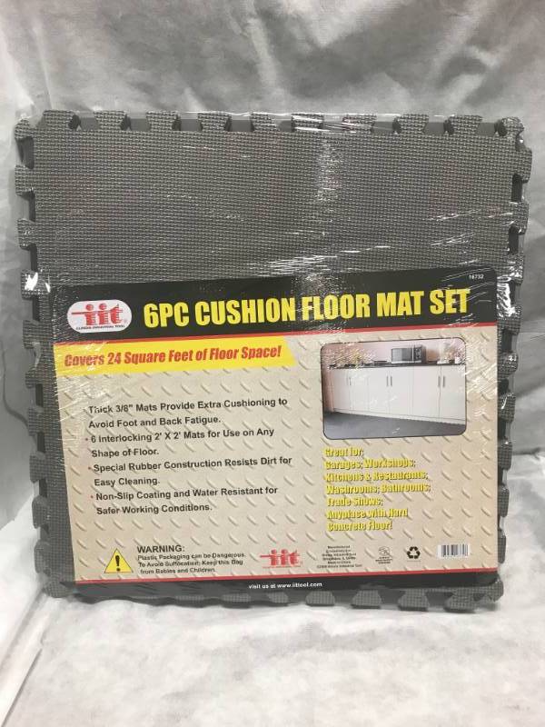 lot 47 image: New Cushioned 6pc Floor Mat Set 24sq ft