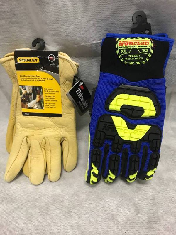 lot 113 image: 2 Pairs of XL Gloves- Stanley Thinsulate, Ironclad