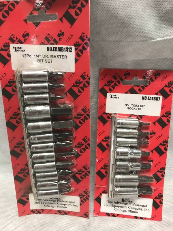 lot 115 image: Easco 12pc 14 Dr. Bit Set & 7pc Torx Bit Set