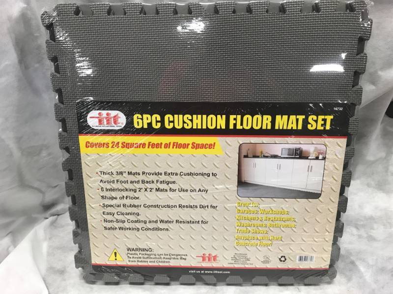 lot 111 image: 6pc Shop Gym Garage Floor Mat Set