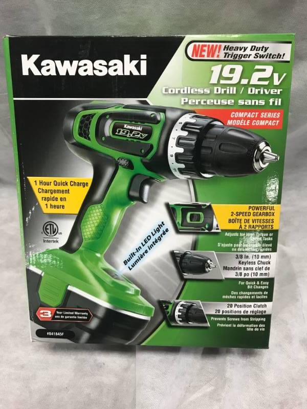 lot 4 image: Kawasaki 19.2 Volt Cordless Drill with 1hr Quick Charge