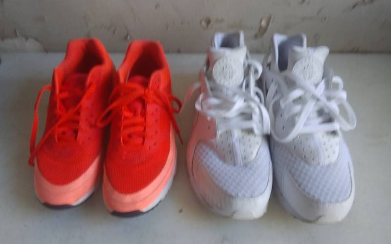lot 19 image: Pair Nike Mens 10 12, Ladies Neon Size 8