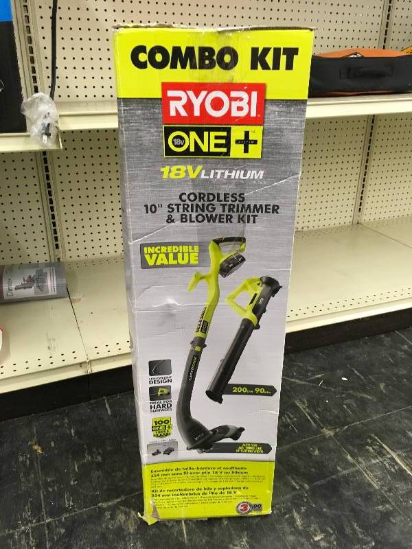 Ryobi ONE 18-Volt Lithium-Ion String TrimmerEdger and BlowerSweeper Combo Kit, Retail $119.00