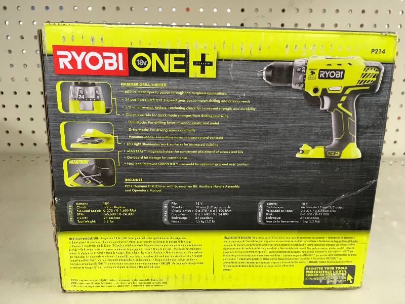 Ryobi One 18-Volt Lithium-Ion Hammer Drill Driver, Retail $69.00