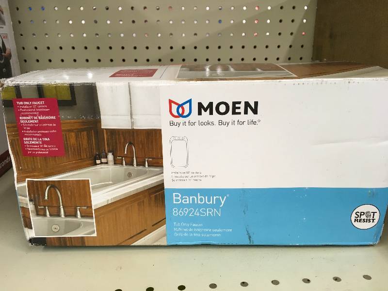 MOEN Banbury 2-Handle Deck-Mount High Arc Roman Tub Faucet with Valve in Spot Resist Brushed Nickel, Retail $249.00