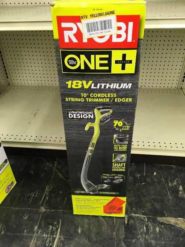 Ryobi ONE 18-Volt Lithium-Ion Electric Cordless String Trimmer and Edger, Retail $69.97