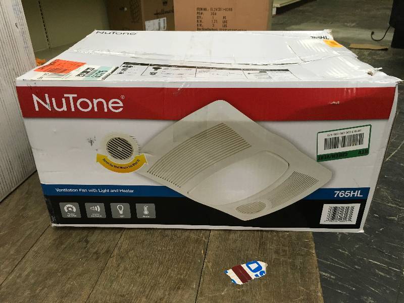 NuTone 100 CFM Ceiling Exhaust Bath Fan with Light and Heater, Retail $198.00