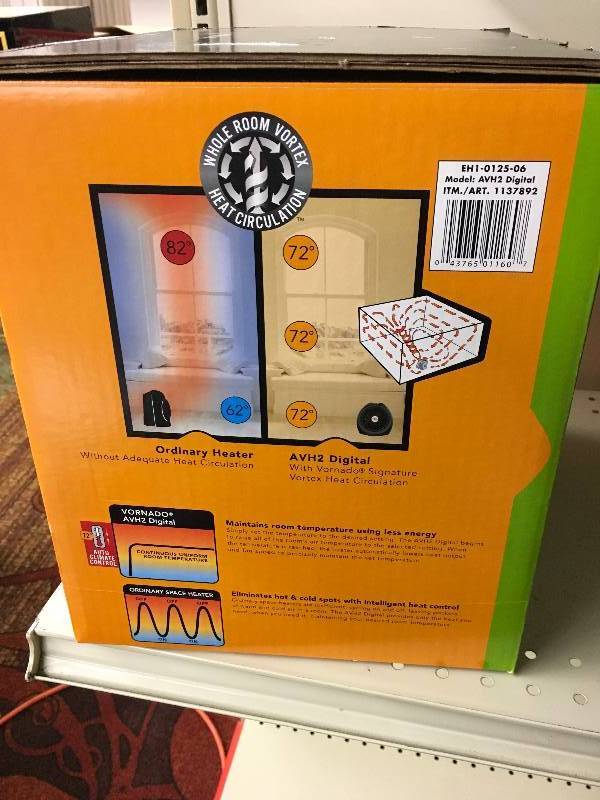 Vornado Whole Room Heater, Retail $59.99