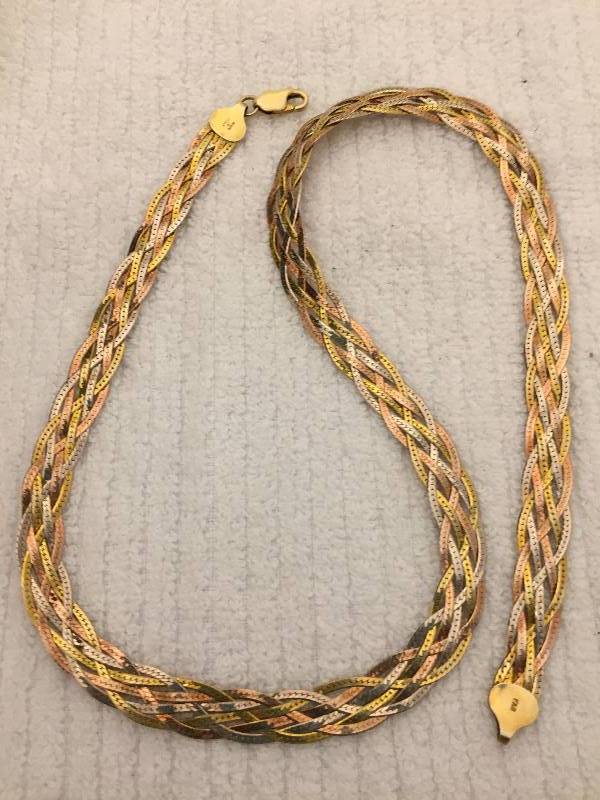 Sterling Silver Gold Vermeil Braided Necklace