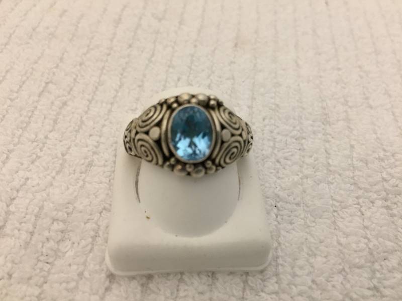Sterling Silver & Light Blue Stone Ring