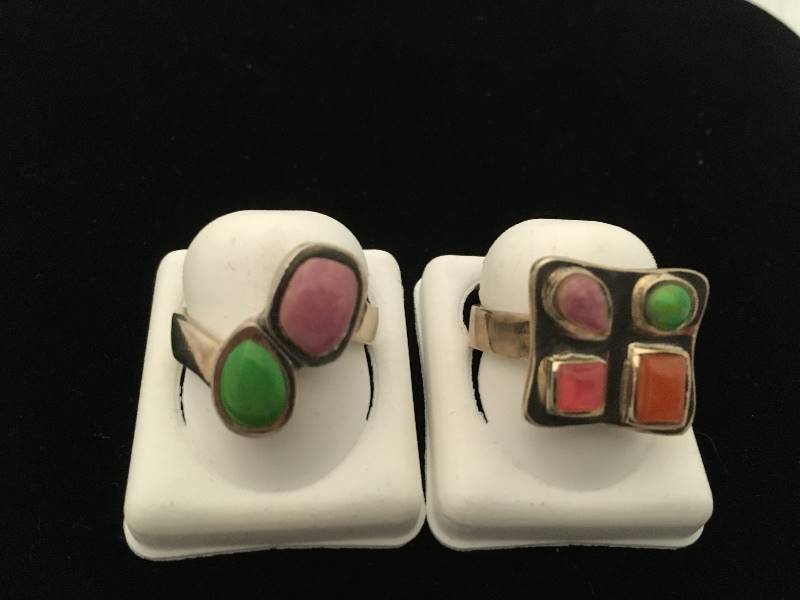 Sterling Silver & Gemstone Rings - Qty 2