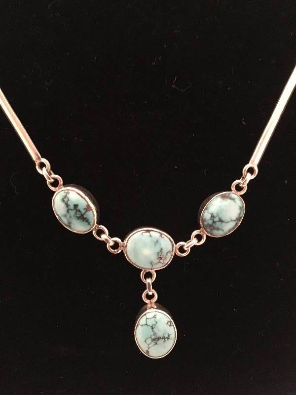 Sterling Silver Turquoise Blue Drop Necklace
