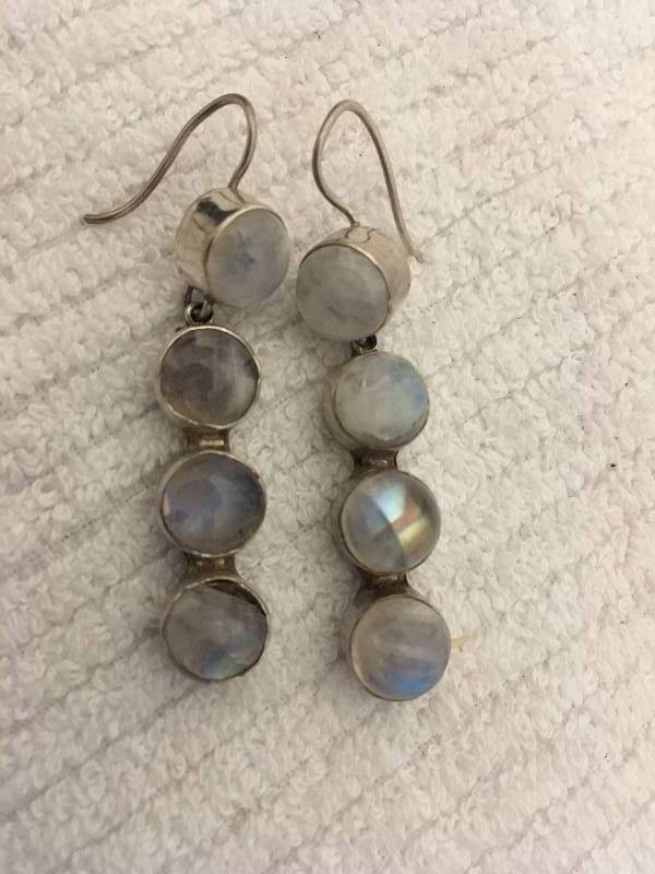 MOONSTONE Sterling Silver Pierced Earrings