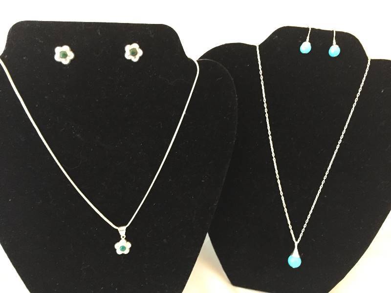 2 Sterling Silver Necklace & Earring Sets