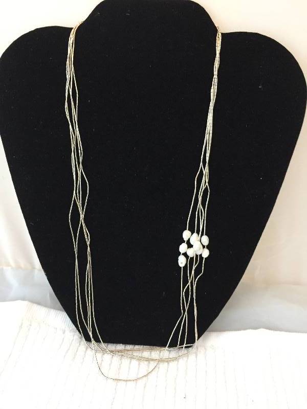 Sterling Silver Beaded Necklace Pearls