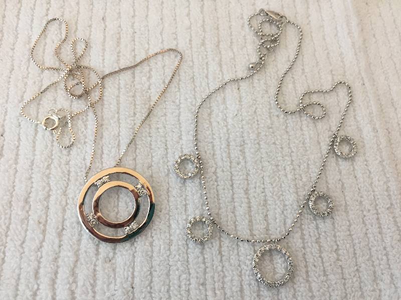 2 Sterling Silver Necklaces - Circular Pendants