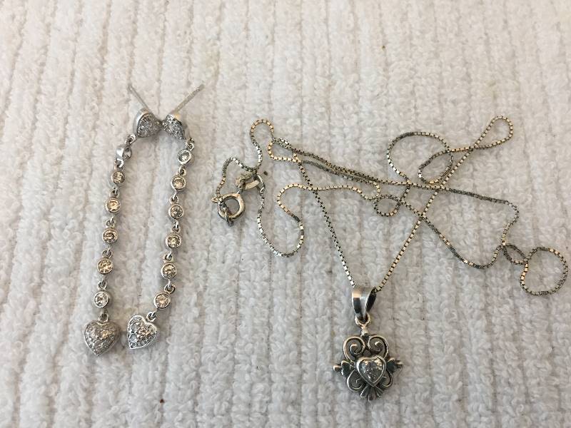 Sterling Silver Necklace & Earring Set Hearts
