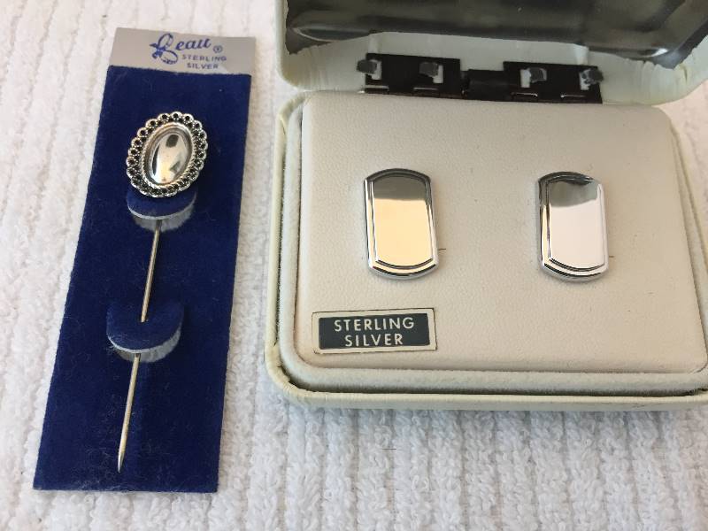 Sterling Silver Earrings & Stick Pin