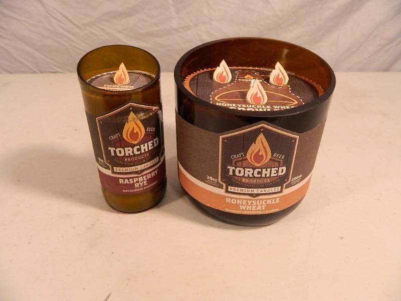lot 43 image: 2 New Torched Craft Beer Candles