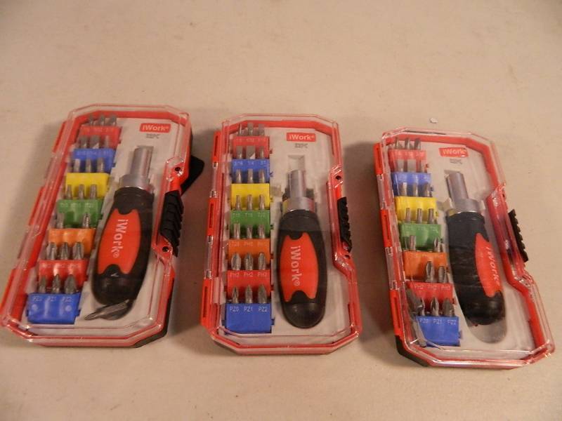 lot 62 image: 3 New IWork Ratcheting Screwdriver Sets