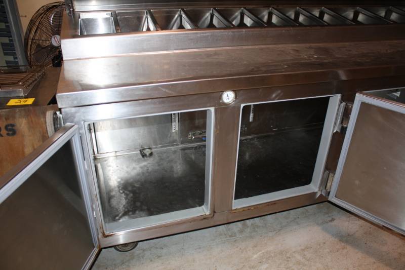 lot 4 image:   Kairak StainlessSteel Prep Table, Model KRP-89 115 Volt,60 Hz, 12.57 Amps, Single Phase R404a Refrigerant At 55 Oz. 89x32x56TRuns Cools