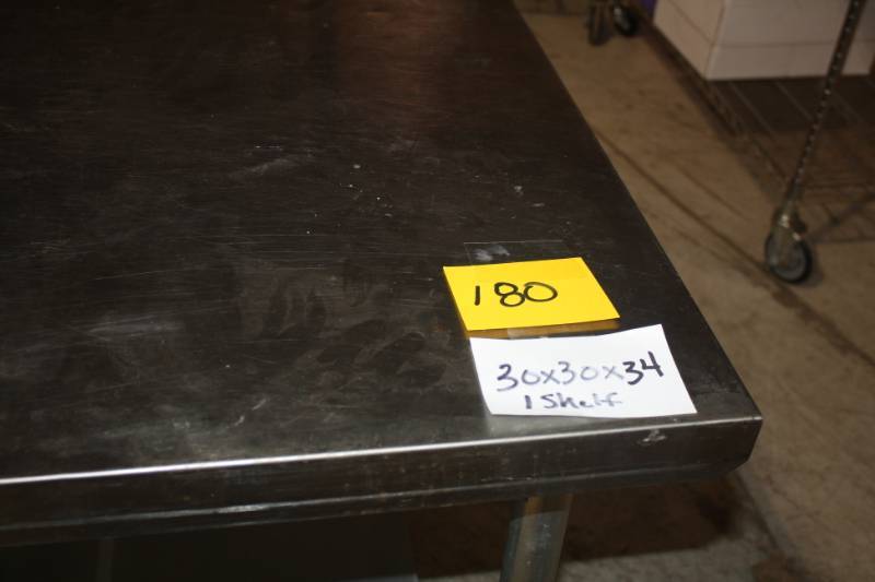 lot 180 image: Stainless Table 30x30x34 1 Shelf