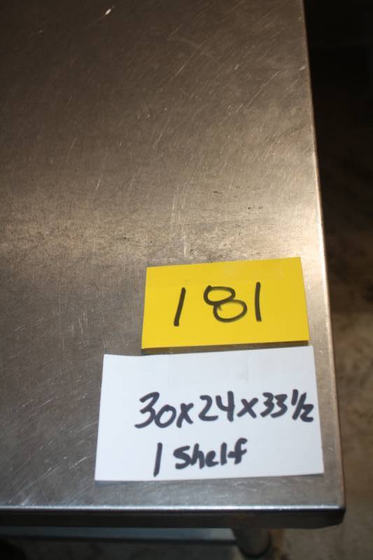 lot 181 image: Stainless Table 30x24x33.5 1 Shelf
