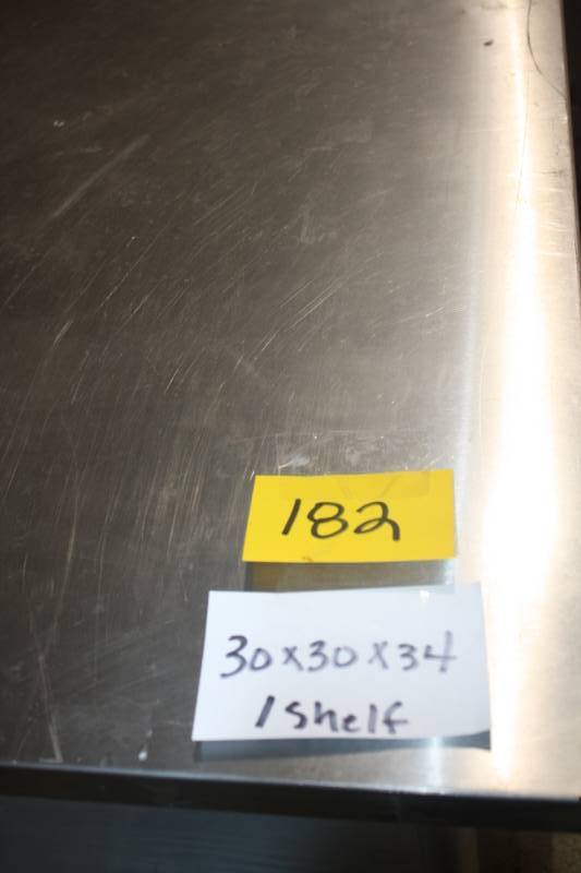 lot 182 image: Stainless Tables 30x30x34 1 Shelf