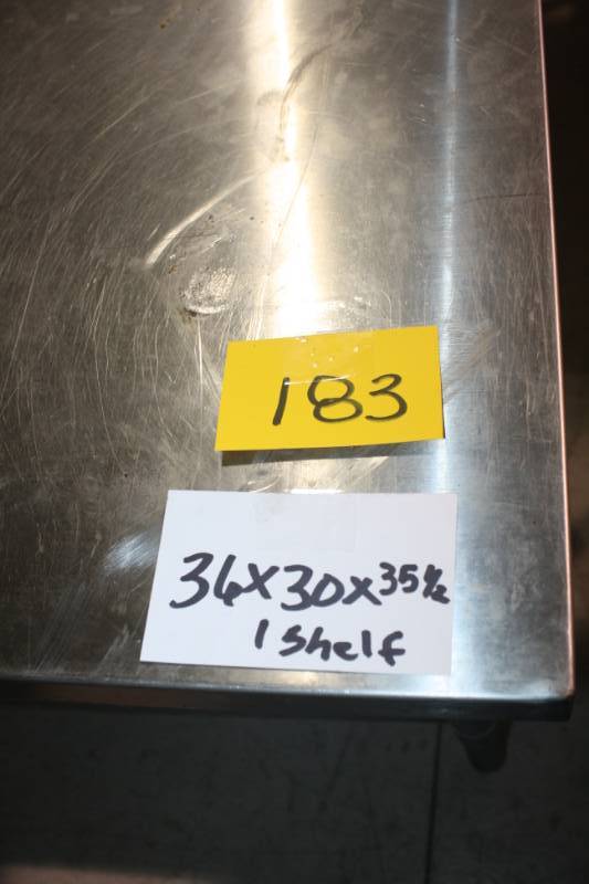 lot 183 image: Stainless Table 36x30x35.5 1 Shelf