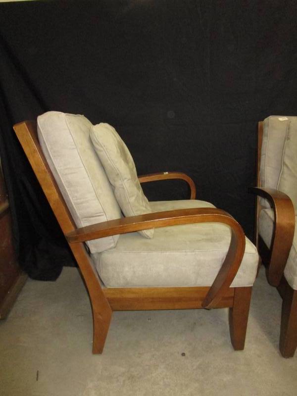 lot 6 image: Two nice heavy duty chiars with Suade cusions.