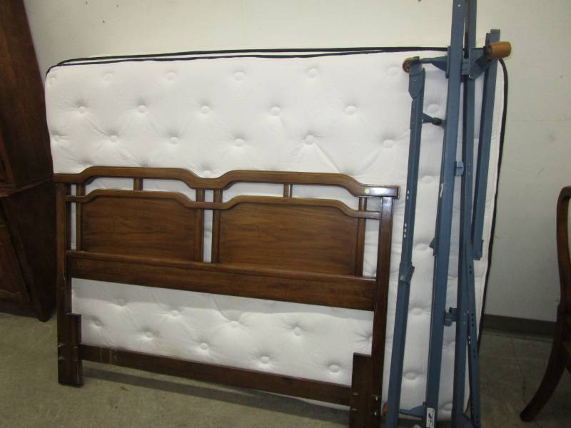 lot 117 image: Queen Size bed, frame headboard and matress and box spring opt