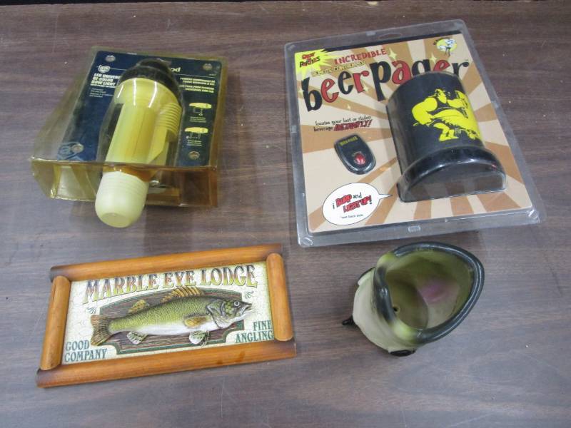 lot 122 image: Beer pager, boat light, picture and fish can holder