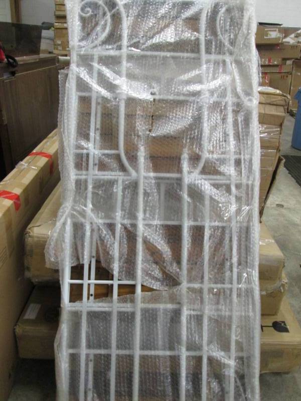 lot 142 image: White Scroll Folding Shelf MetalWo...
