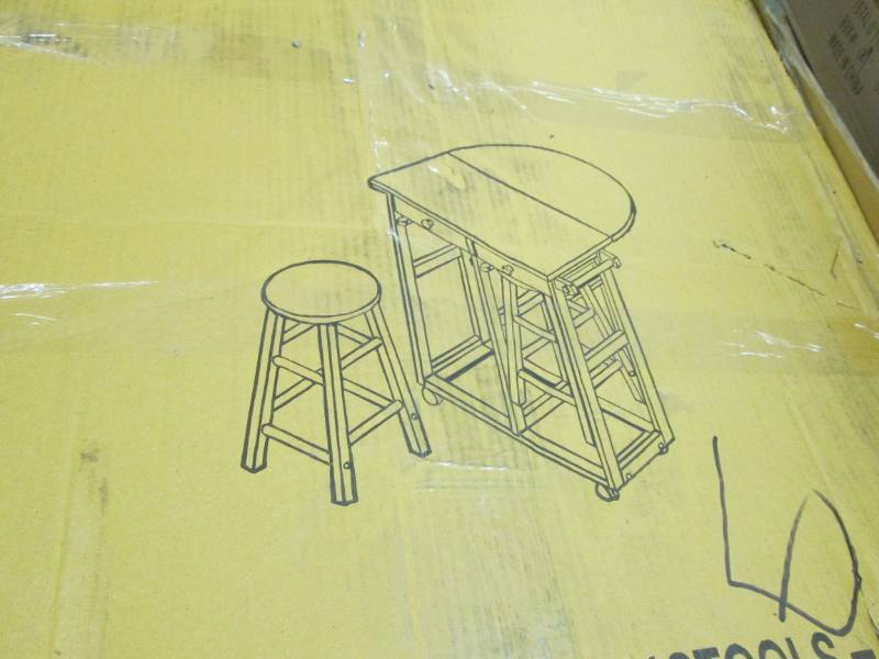 lot 230 image: Kitchen Island with Stools open box...