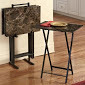 lot 37 image: 5-Piece Faux Marble Tray Tables ope...