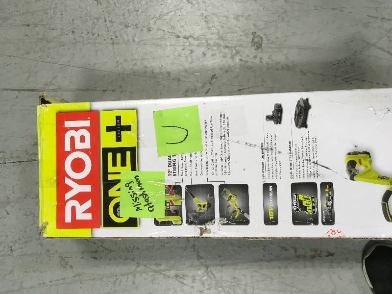 lot 22 image: Ryobi ONE 18-Volt Lithium-Ion Hybrid Electric Cordless String TrimmerEdger - 1.3 Ah Battery and Charger Included MISSING ATTACHMENT