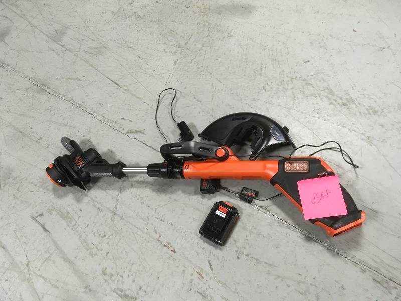lot 32 image: Black & Decker 12 in. 20-Volt MAX Lithium-Ion Cordless 2-in-1 String Grass TrimmerLawn Edger with 2.5Ah Battery and Charger Included Used in working conditions