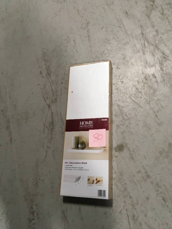 lot 80 image: Home Decorators Collection 24 in. L x 8 in. W Profile White Shelf